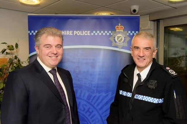 Minister for Policing, Brandon Lewis, with Lincolnshire's Chief Constable Neil Rhodes.