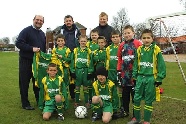 Kitted out ... East Coast Juniors under 10 seven-a-side soccer team in Skegness in February 2004.