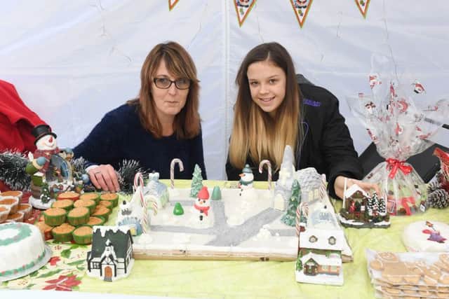 Ruskington Christmas Market. L-R Maxine Eaton and Tilly Eaton 14 (Maxines Marvellous Cakes). EMN-160512-104026001