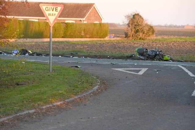 The scene of the fatal collision on the A16 near Sibsey where a 65-year-old man from Long Sutton died.EDITOR'S NOTE: Although we received the pictures yesterday, police asked we did not publish them until today when next of kin had been informed.