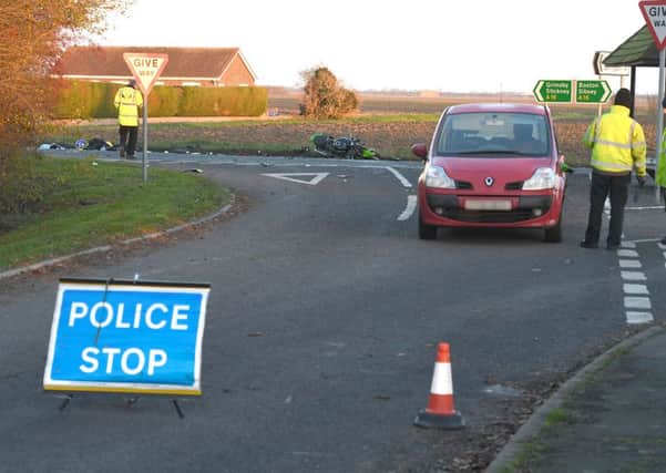 The scene of the fatal collision on the A16 near Sibsey where a 65-year-old man from Long Sutton died.EDITOR'S NOTE: Although we received the pictures yesterday, police asked we did not publish them until today when next of kin had been informed.