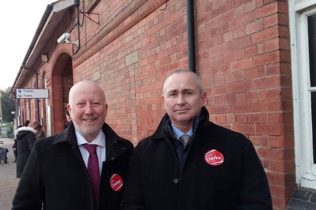 Labour's Shadow Transport Secretary Andy McDonald and Sleaford and North Hykeham by-election candidate Jim Clarke. EMN-160512-125526001