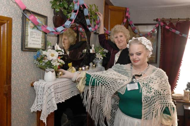 Volunteers (from left) Cynthia Hansford and Cynthia Sewell.at the Village Church Farm' Victorian Christmas. Photo: MSKP-041216-19. ANL-160612-125603001