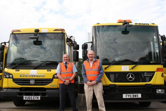 NKDC chairman Coun John Money and Refuse Supervisor Glen Mortimer. EMN-161212-160418001