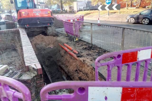 The works taking place on the roundabout with Spilsby Road and John Adams Way. EMN-161111-145041001 EMN-161111-145041001