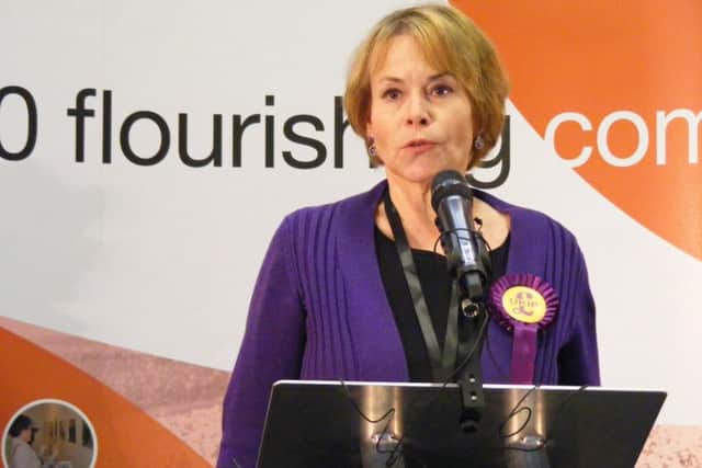 UKIP candidate Victoria Ayling gives her speech on receiving the results of the count. EMN-160912-103617001
