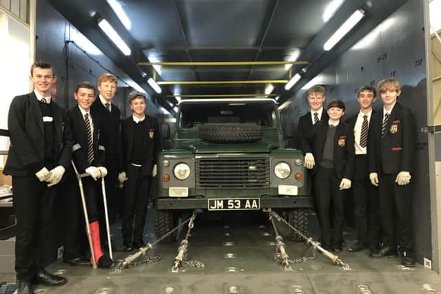 Carre's Grammar Pupils on a visit to RAF Cranwell. (From left) Nickolai Shklyaver, Thomas Wilkinson, Lewis Chessum, Finlay Sodeau, Jamie Young, Alfy Jones, Harley Cullum, and Benjamin Smit EMN-160912-134751001