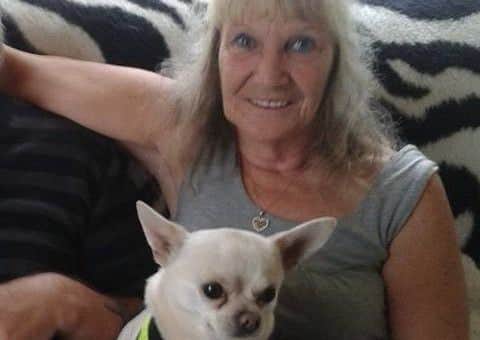 Sheila Cane and her dog were out walking when they saw the fire in teh hotel start. EMN-161112-100936001