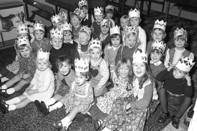 A scene from the Christmas party at the Elmwood Playgroup in Boston in 1976.