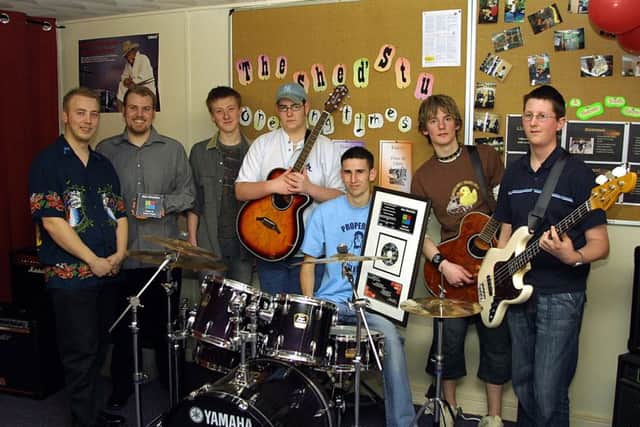 The launch of a CD called New Direction, featuring the group 6ft7, at The Shed studio at Skegness Youth Centre in March 2004.