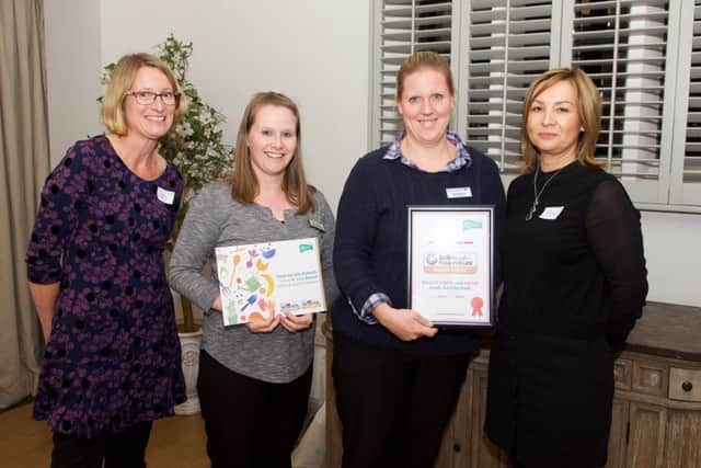 Julia Newton, Food for Life, Claire Roberts, school cook Emma Barnes and Denise Hornsey, LCC EMN-161219-085802001