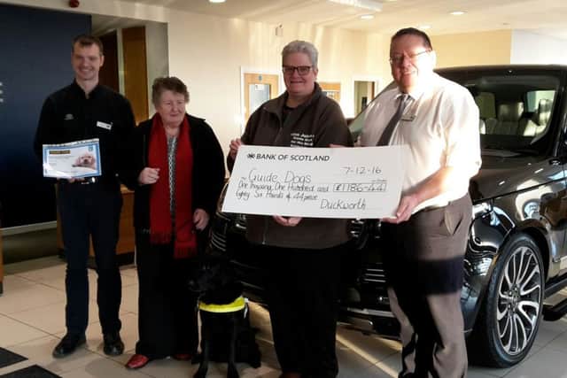 Duckworths has presented ?1186.44 to representatives of the Guide Dogs for the Blind Association EMN-161215-160642001