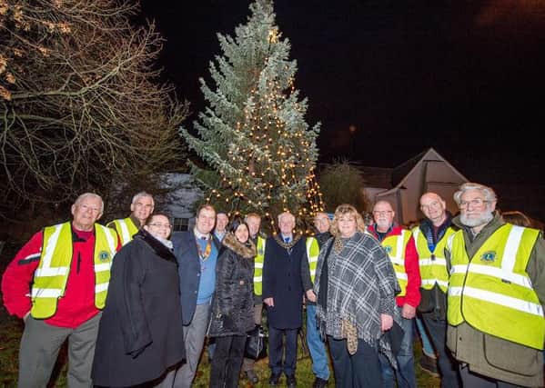 Mayor Coun Bill Aron with Rotary Club officials and other guests at the Tree of Light switch on EMN-161212-122001001