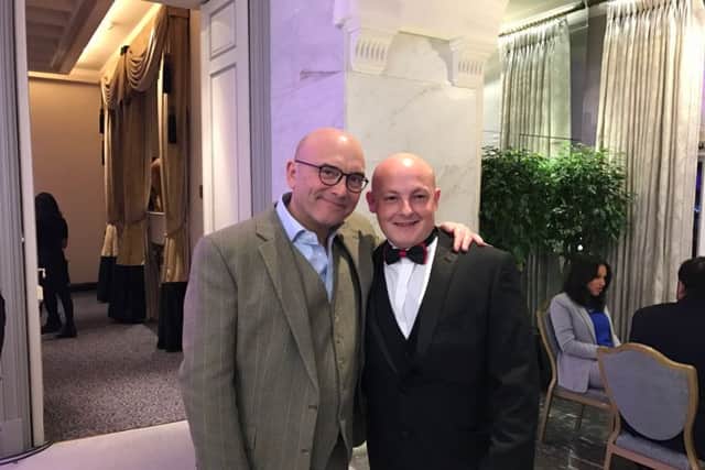 Masterchef judge Greg Wallace with James Broderick. EMN-161214-110613001