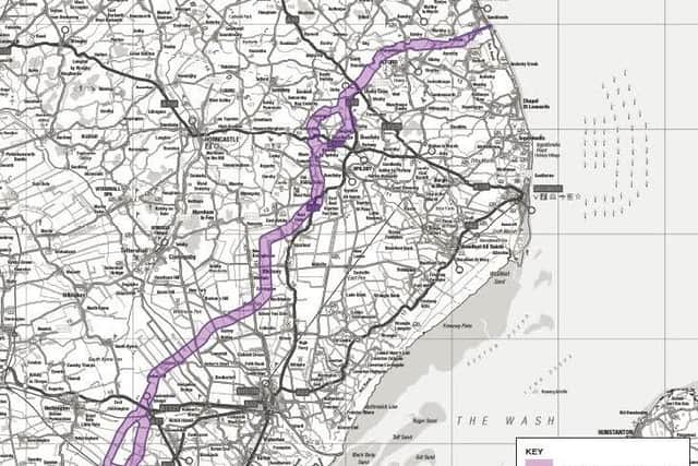 The preferred route for the proposed Viking Link. Picture: National Grid.