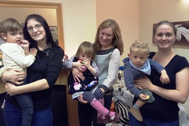 Members of the SNAPPS group with their children, who were all born premature and required neonatal treatment. From left: Emma Wilcock with daughter Mya, Alison Marriott with daughter Naomi and Rochelle King with son Hudson.