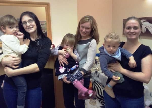 Members of the SNAPPS group with their children, who were all born premature and required neonatal treatment. From left: Emma Wilcock with daughter Mya, Alison Marriott with daughter Naomi and Rochelle King with son Hudson.