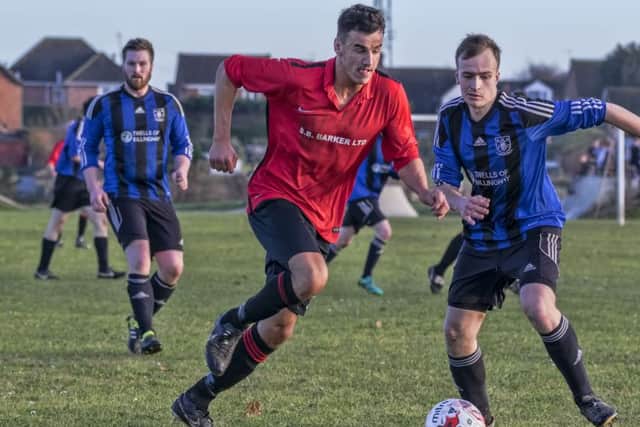 Jamie Beamish makes his run before belting in his first goal of a hat-trick during the derby game on Saturday. Photo: Oscarpix Imaging.