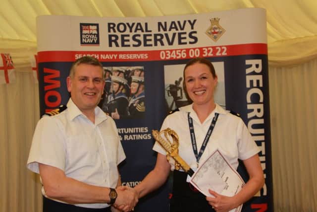 Sub Lieutenant Victoria Rogers with Commander Rob Noble.