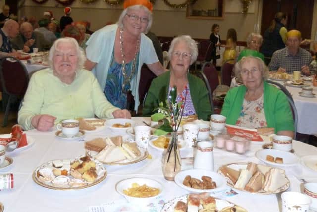 Caistor Mayor Carol Mackenzie with, from left, Betty Hyde, Betty Welton and Alma Marriott. (photo by Linda Oxley) EMN-161229-094214001