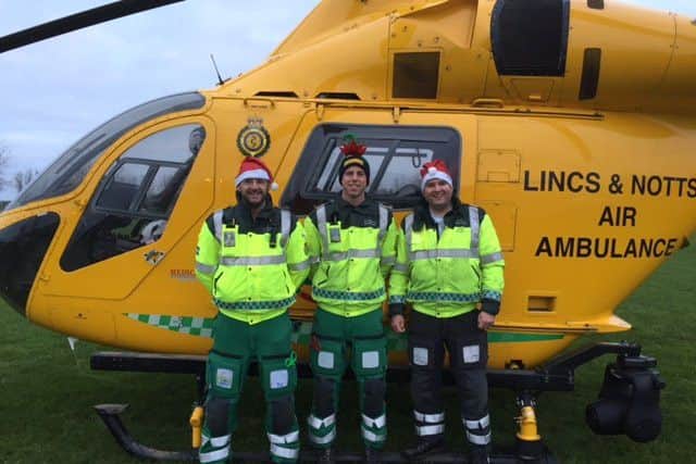 Lincs & Notts Air Ambulance crew on Christmas Day.