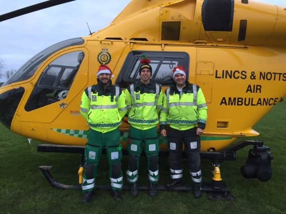 Lincs & Notts Air Ambulance crew on Christmas Day.