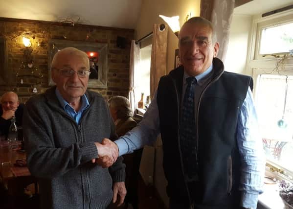 Harry Rhodes is pictured at his retirement lunch with Robert Oldershaw. EMN-170601-100226001