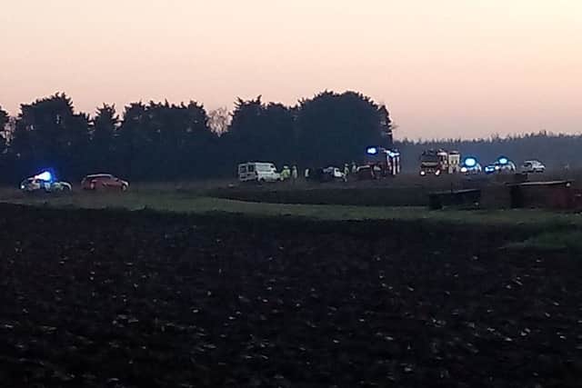 An accident appears to have taken place on Old Hammond Beck Road, in Boston.