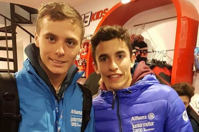 Jack Bell (left) and MotoGP world champion Marc Marquez.