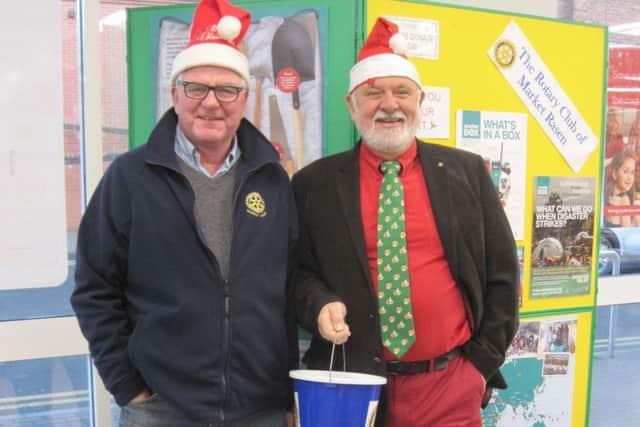 Rotarians Peter Marriott and Neil Taylor at The Co-op Caistor. EMN-170401-072007001