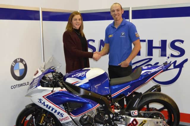 New signing! Peter Hickman with Rebecca Smith.