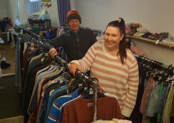 Paul and Gail Sanders in the Bag a Bargain shop, which is supporting the mental health charity MIND EMN-170116-083456001