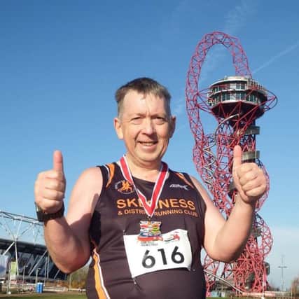 Thumbs up:  Horncastle runner  Robin Harrison who is hard at work preparing for the London Marathon.