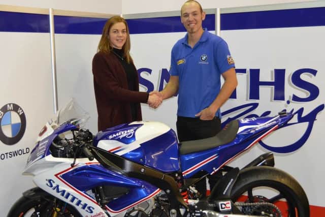 New signing! Peter Hickman with Rebecca Smith.