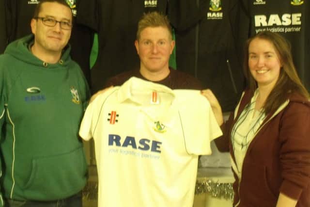 Player-coach Matt Rutherford (centre) with First XI skipper Dale Christie and ladies captain/coach Beth Smith EMN-171101-174915002