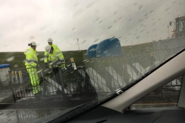 The Enivronment Agency are currently out putting up a temporary flood barrier in Trusthorpe.