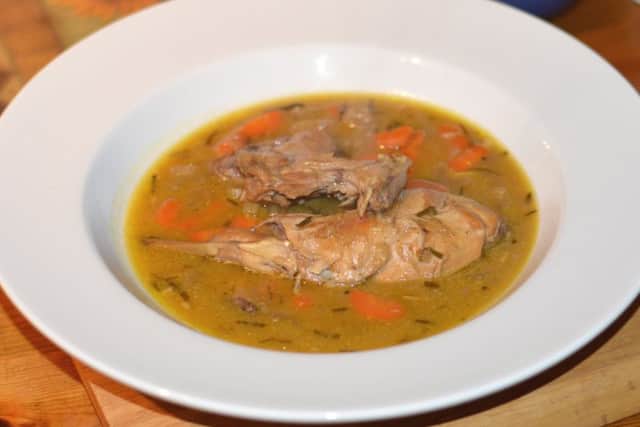 Rabbit with cider and mustard.