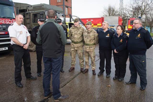 MP Matt Warman meets troops and emergency services.