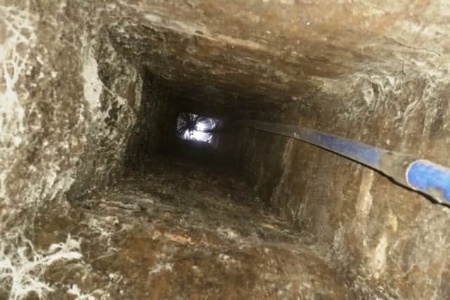 The view up a chimney being cleaned. Photo supplied.