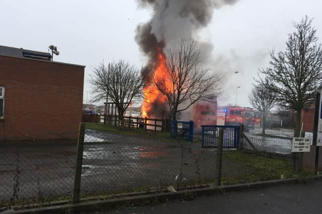 A bus was on fire in Mablethorpe this morning (Monday).