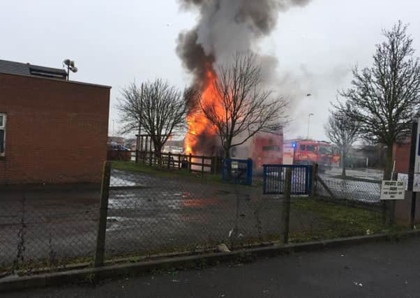 A bus was on fire in Mablethorpe this morning (Monday).