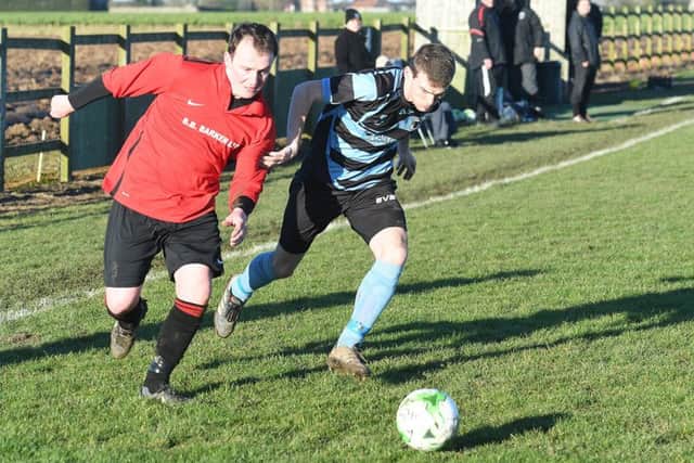 Jordan Cobb and Tom Sewell in action as Leverton beat Coningsby.