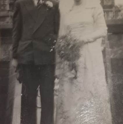 Eric and Isabel Burks on their wedding day in 1957 EMN-170118-093005001