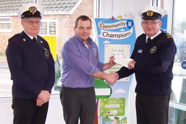 Pictured (from left) Roger Gilburd deputy manager at NCI Skegness, Glynn Simpson manager at Lincolnshire Co-op's Chapel St Leonards food store and Clive Pouncey station manager for NCI Skegness.