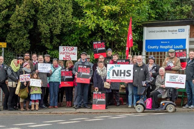 Some of the campaigners outside Louth County Hospital on Saturday morning (January 21).