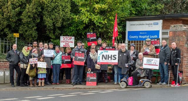 Some of the campaigners outside Louth County Hospital on Saturday morning (January 21).