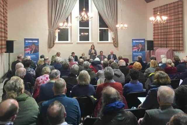 Victoria Atkins MP speaks at the 'broadband summit' in Maltby le Marsh.