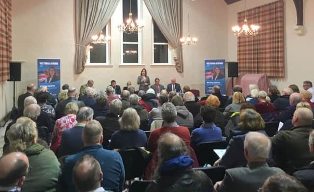 Victoria Atkins MP speaks at the 'broadband summit' in Maltby le Marsh.