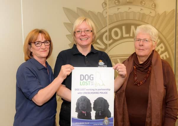 DogLost co-ordinator Alison Hall with Gill Finn of Lincolnshire Police and DogLost volunteer Phebe Cooper. EMN-170124-173042001