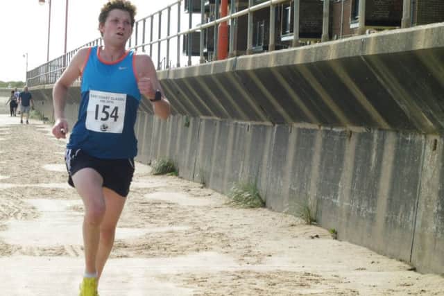 Nick Martin is out on his own as he strides to victory at the Mablethorpe Half-Marathon last year EMN-170130-122418002